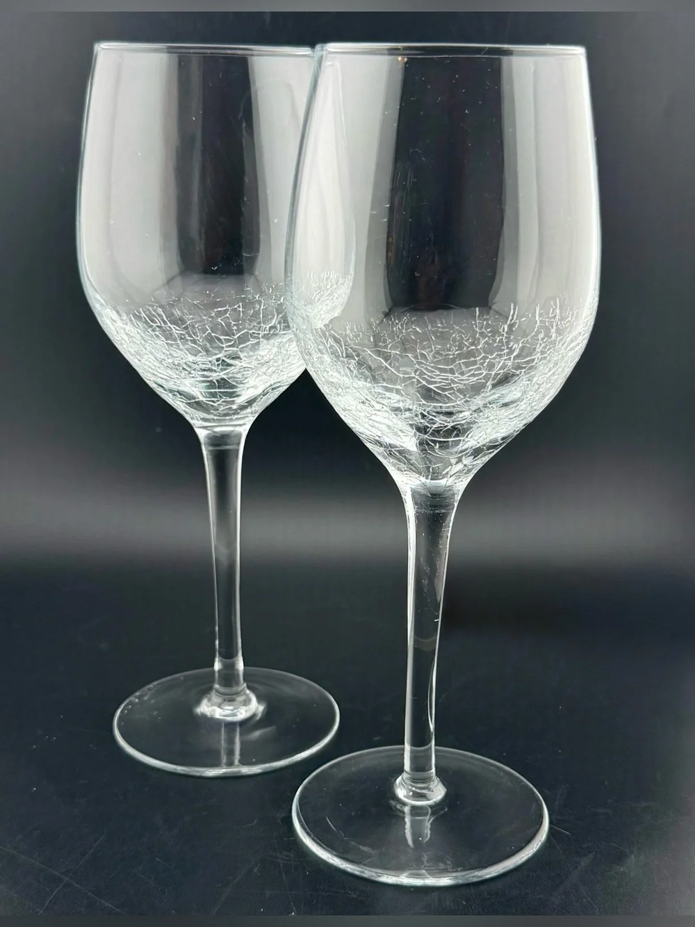 2 Pier 1  Crackled white wine glasses. 12oz